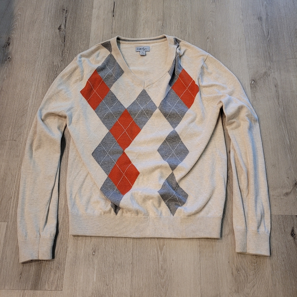 Walter Hagen Argyle Cotton Golf Long Sleeve Sweater Mens Size Medium
